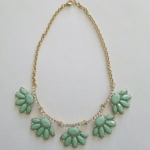 NEW Mint Green Rhinestone Statement Necklace